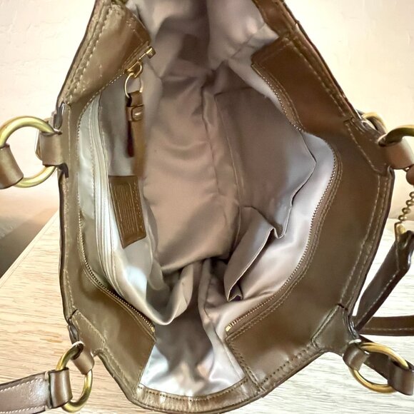 Coach Bag Tote F20742 Gallery Embossed Signature C Copper Bronze Leather Vintage - Picture 10 of 11